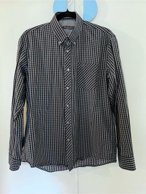 Ben Sherman Black and Gray Checked Button-Down Shirt